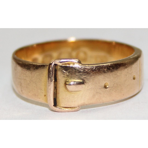 2431 - A Victorian 18ct gold buckle ring, Birmingham 1873, approx size N, approx 4.18g gross