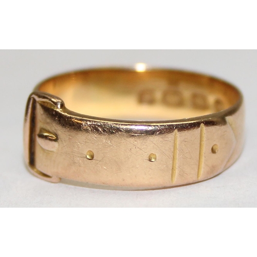 2431 - A Victorian 18ct gold buckle ring, Birmingham 1873, approx size N, approx 4.18g gross