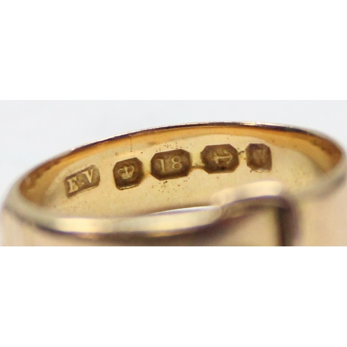 2431 - A Victorian 18ct gold buckle ring, Birmingham 1873, approx size N, approx 4.18g gross