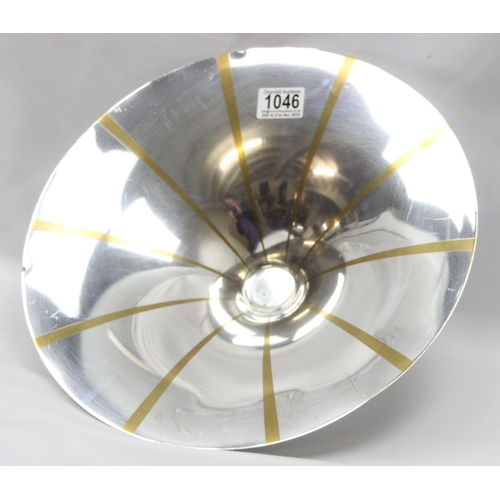 1046 - An unusual Art Deco style silver plated WMF Ikora bowl with gold plated design, approx 35cm in diame... 