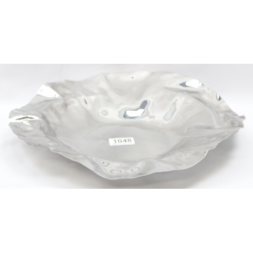 1048 - Alessi of Italy, an usual retro style silver plate fruit or serving bowl with ruffled edge, approx 3... 