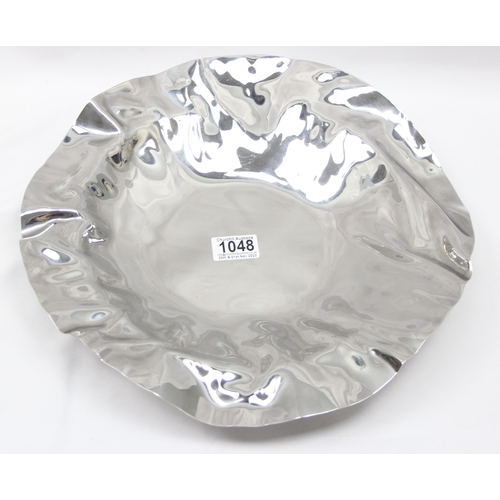 1048 - Alessi of Italy, an usual retro style silver plate fruit or serving bowl with ruffled edge, approx 3... 