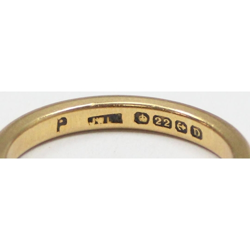 2000A - 22ct gold wedding band ring, Birmingham 1928, approx size S, approx 6.23g gross