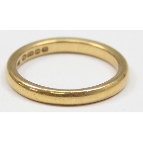 2000A - 22ct gold wedding band ring, Birmingham 1928, approx size S, approx 6.23g gross