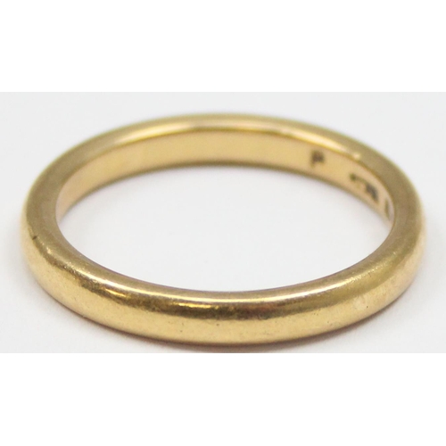 2000A - 22ct gold wedding band ring, Birmingham 1928, approx size S, approx 6.23g gross