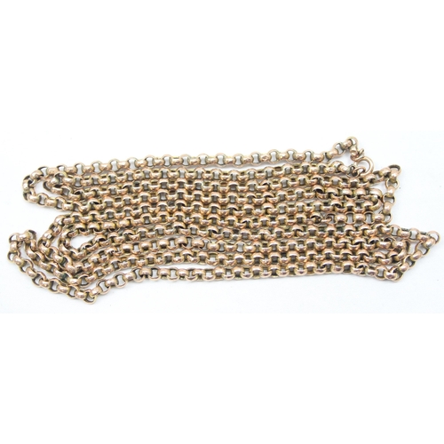 2008 - An antique 9ct gold belcher or muff chain, marked 9c and XRF confirmed, approx 158cm long, approx 41... 