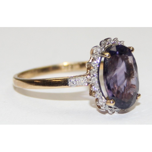 2097 - An antique style 9ct gold amethyst and diamond ring, full English hallmarks, approx size T, approx 2... 