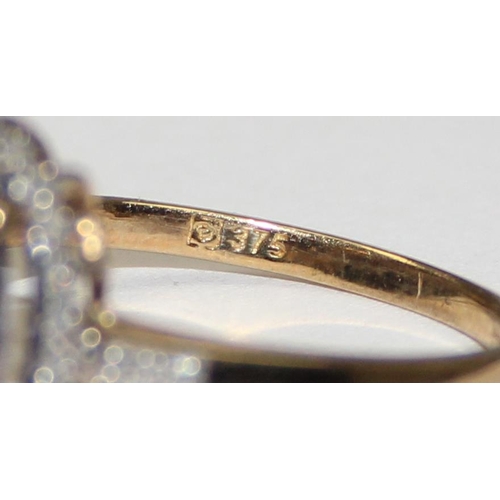 2097 - An antique style 9ct gold amethyst and diamond ring, full English hallmarks, approx size T, approx 2... 