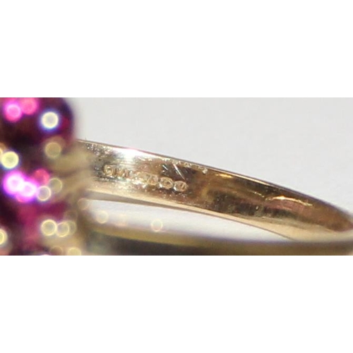 2098 - A Georgian style 9ct gold & amethyst, full English hallmarks, approx size T, approx 3.72g gross