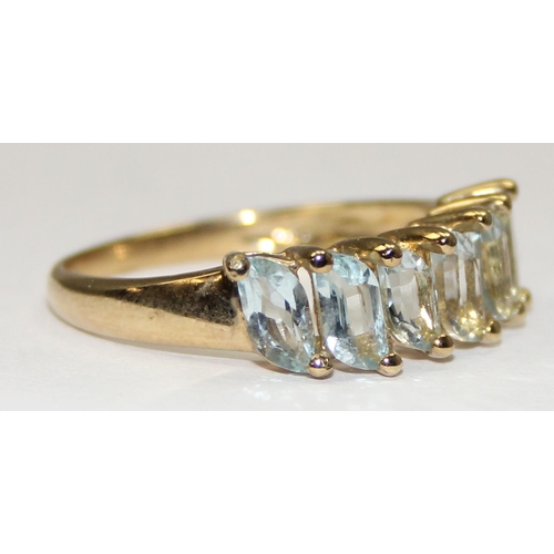 2121 - A 9ct gold retro style dress ring set with 7 white stones, full English hallmarks, approx size U, ap... 