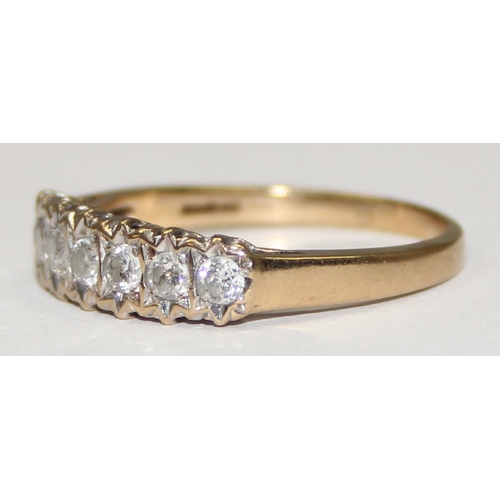 2125 - A 9ct gold dress ring set with 7 diamonds, marked weight of 50 points, full English hallmarks, appro... 