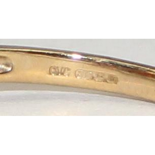 2131 - A 9ct gold 3 stone ring set with small diamonds, full English hallmarks, approx size T, approx 2.31g... 