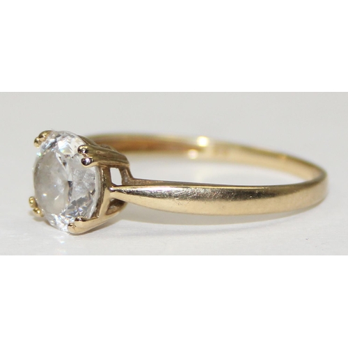 2136 - A 9ct gold solitaire white stone ring, full English hallmarks, approx size T, approx 2.18g gross