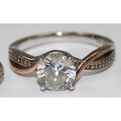 2152 - 3 assorted 925 silver dress rings, various designs but mainly with large white stones, all approx si... 