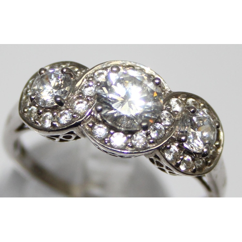 2156 - 3 assorted 925 silver dress rings, various designs but mainly with large white stones, all approx si... 