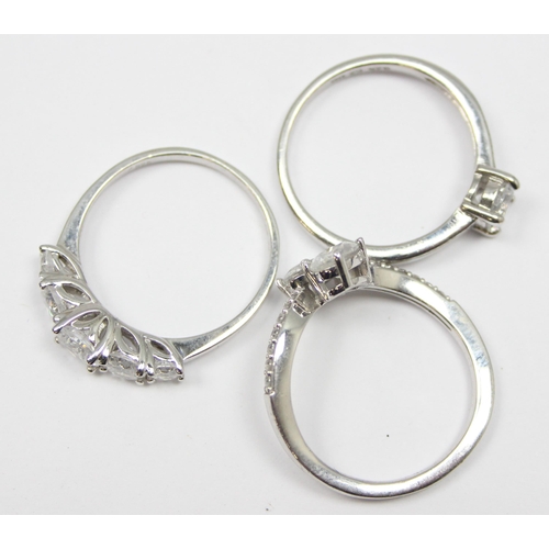 2161 - 3 assorted 925 silver dress rings, various designs but mainly with large white stones, all approx si... 