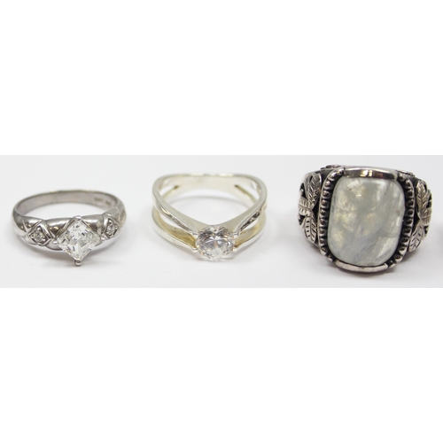 2162 - 5 assorted 925 silver dress rings, various stones and designs, all approx size S