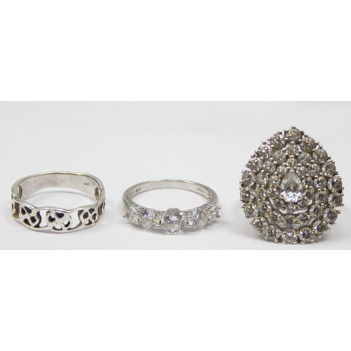 2163 - 5 assorted 925 silver dress rings, various stones and designs, all approx size S