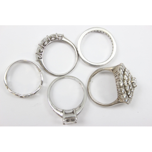 2163 - 5 assorted 925 silver dress rings, various stones and designs, all approx size S