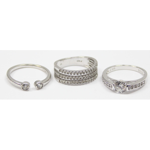 2164 - 5 assorted 925 silver dress rings, various stones and designs, all approx size S