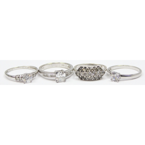 2165 - 4 assorted 925 silver dress rings, various stones and designs, all approx size S