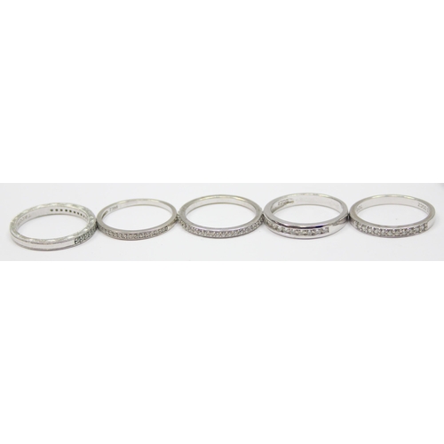 2166 - 10 assorted 925 silver dress rings, mainly eternity rings, various stones and designs, all approx si... 