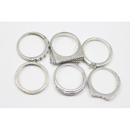 2167 - 6 assorted 925 silver dress rings, mainly white stones in various designs, all approx size T