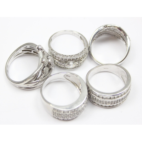 2169 - 5 assorted 925 silver dress rings, mainly white stones in various designs, all approx size T