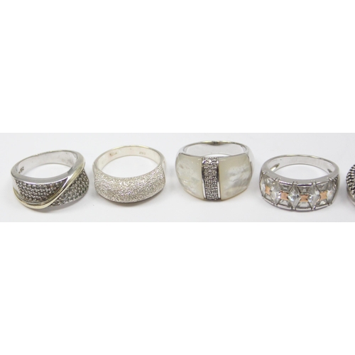 2170 - 5 assorted 925 silver dress rings, mainly white stones in various designs, all approx size T