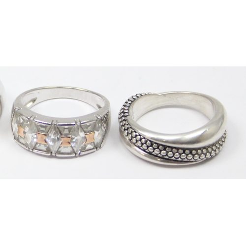 2170 - 5 assorted 925 silver dress rings, mainly white stones in various designs, all approx size T