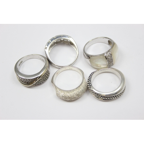 2170 - 5 assorted 925 silver dress rings, mainly white stones in various designs, all approx size T