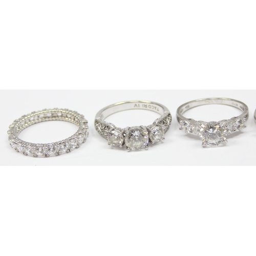 2174 - 5 assorted 925 silver dress rings, mainly white stones in various designs, all approx size T