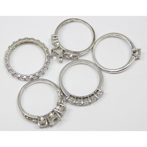 2174 - 5 assorted 925 silver dress rings, mainly white stones in various designs, all approx size T