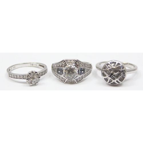 2175 - 5 assorted 925 silver dress rings, mainly white stones in various designs, all approx size T