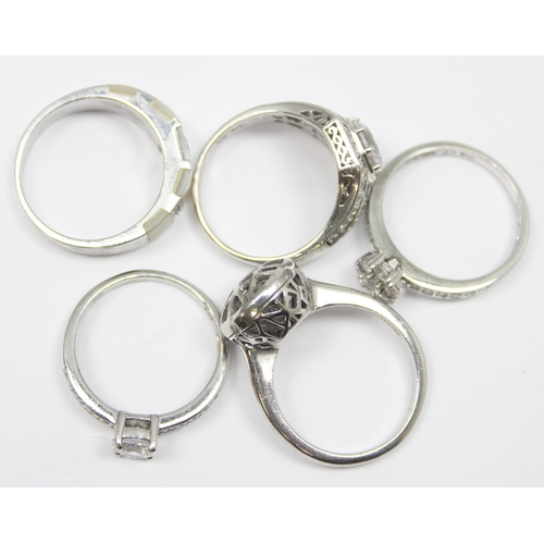 2175 - 5 assorted 925 silver dress rings, mainly white stones in various designs, all approx size T