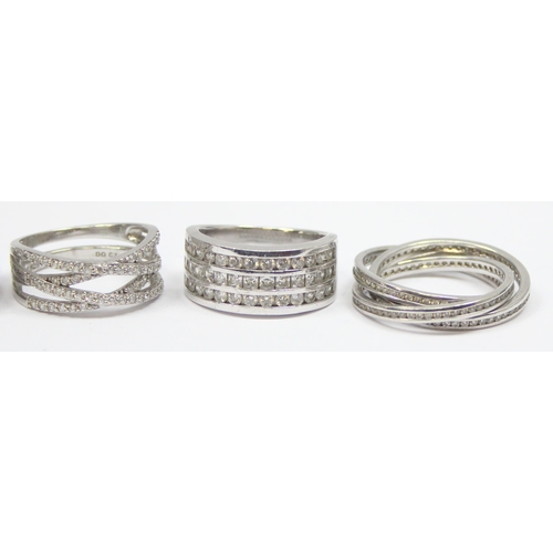 2177 - 5 assorted 925 silver dress rings, mainly white stones in various designs, all approx size T