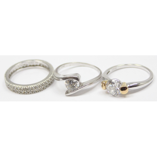 2180 - 5 assorted 925 silver dress rings, mainly white stones in various designs, all approx size T