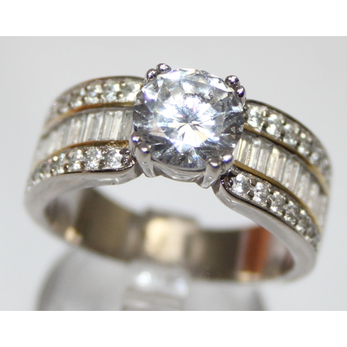 2185 - 3 assorted 925 silver dress rings, mainly white stones with baguette cut, all approx size T