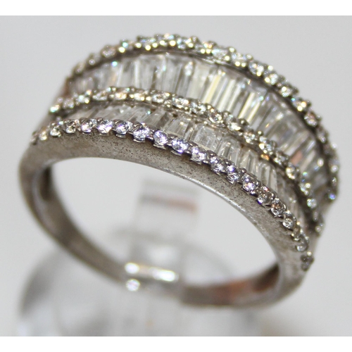 2185 - 3 assorted 925 silver dress rings, mainly white stones with baguette cut, all approx size T