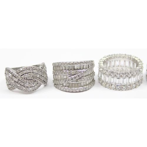 2187 - 5 assorted 925 silver dress rings, mainly with white stones in various designs, all approx size U