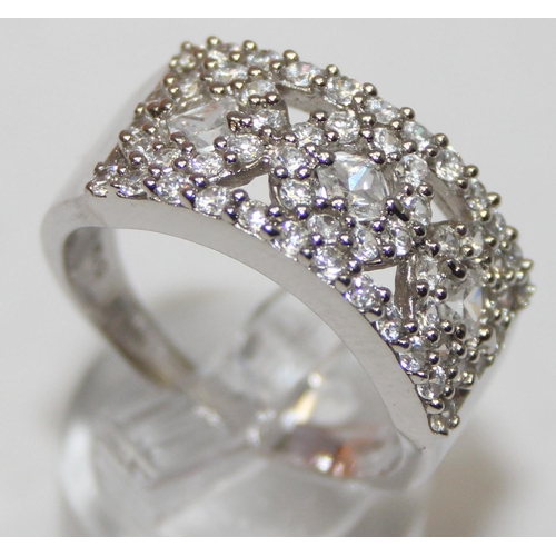 2188 - 5 assorted 925 silver dress rings, mainly with white stones in various designs, all approx size U