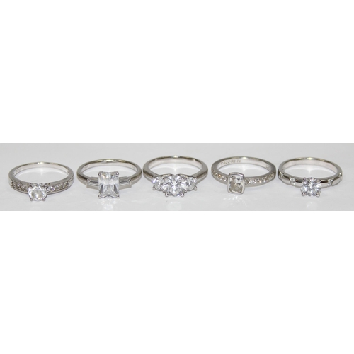 2196 - 5 assorted 925 silver dress rings, mainly with white stones in various designs, all approx size U