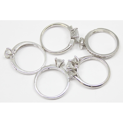 2196 - 5 assorted 925 silver dress rings, mainly with white stones in various designs, all approx size U