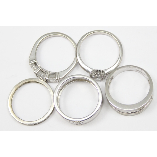 2197 - 5 assorted 925 silver dress rings, mainly with white stones in various designs, all approx size U