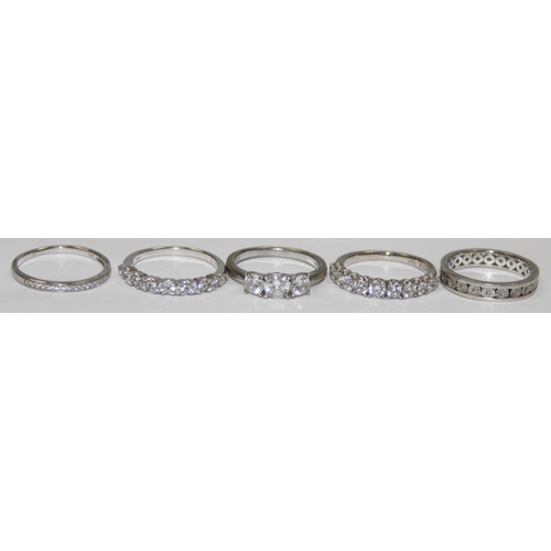 2199 - 5 assorted 925 silver dress rings, mainly with white stones in various designs, all approx size U