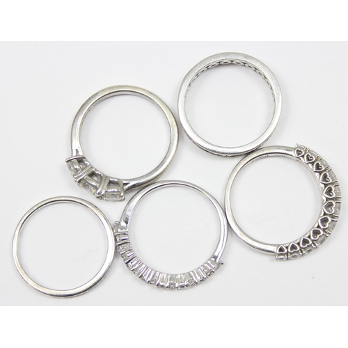 2199 - 5 assorted 925 silver dress rings, mainly with white stones in various designs, all approx size U