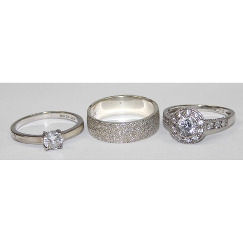 2204 - 5 assorted 925 silver dress rings, mainly with white stones in various designs, all approx size V