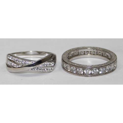 2204 - 5 assorted 925 silver dress rings, mainly with white stones in various designs, all approx size V