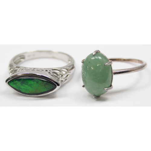 2213 - 4 assorted 925 silver dress rings, mainly with green stones in various designs, mixed sizes approx S... 