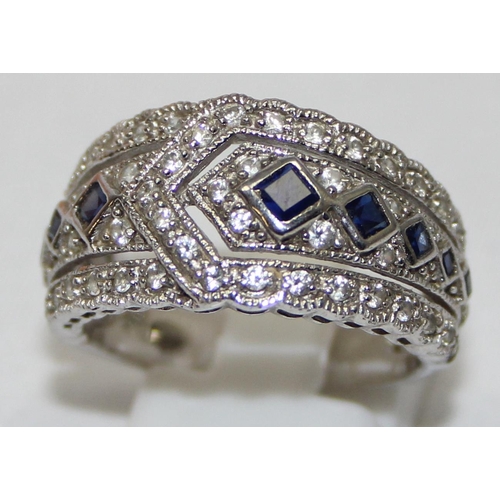 2226 - 5 assorted 925 silver dress rings, mainly with blue and white stones in various designs, mixed sizes... 